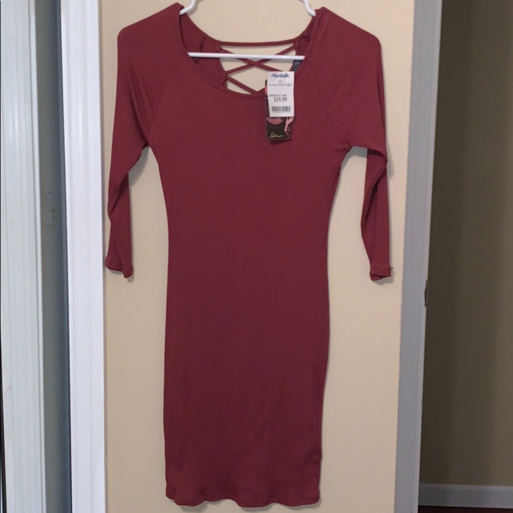 Burnt Orange Criss Cross Back Dress